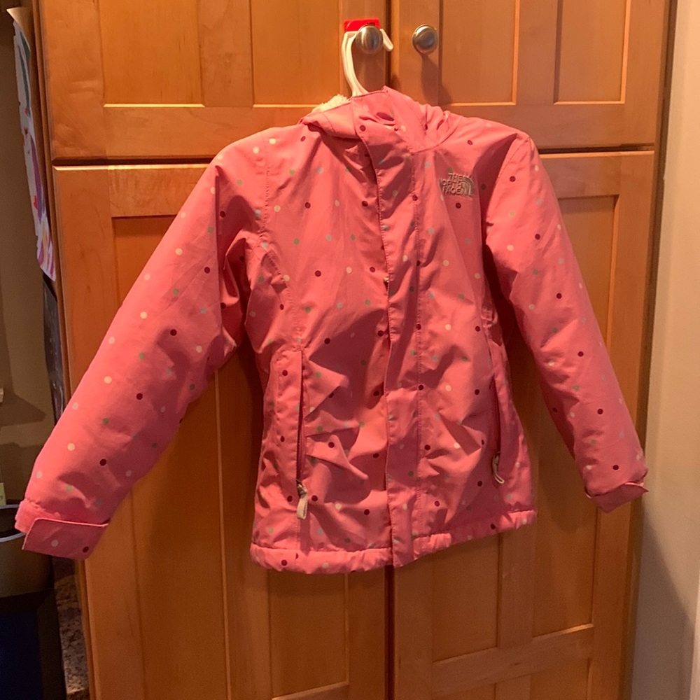 North Face girls fleece lined coat with hood